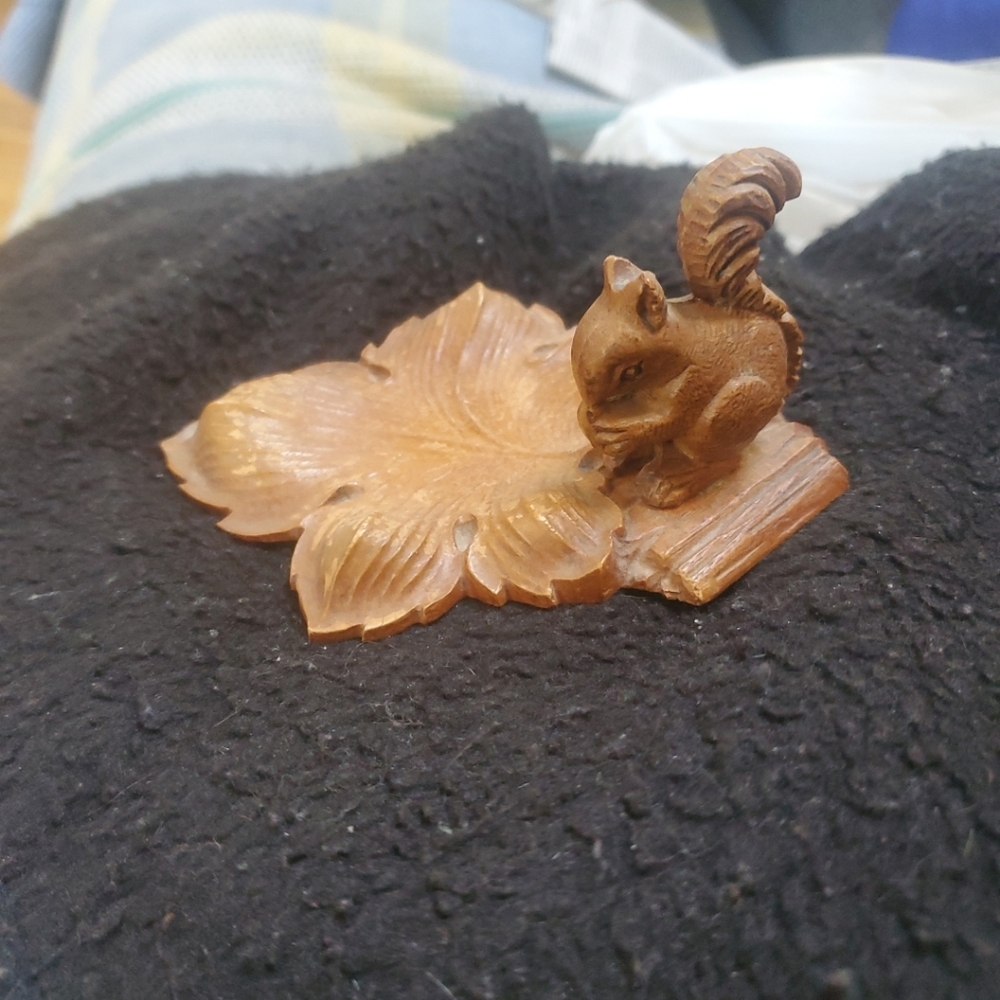 Vintage Burwood Squirrel Eatting Nut On Leaf  Traverse City, Michigan U.S.A.